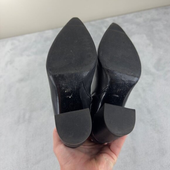 Alexander Wang Sleek Black Heeled Leather Boots Size 7 US - Picture 10 of 16